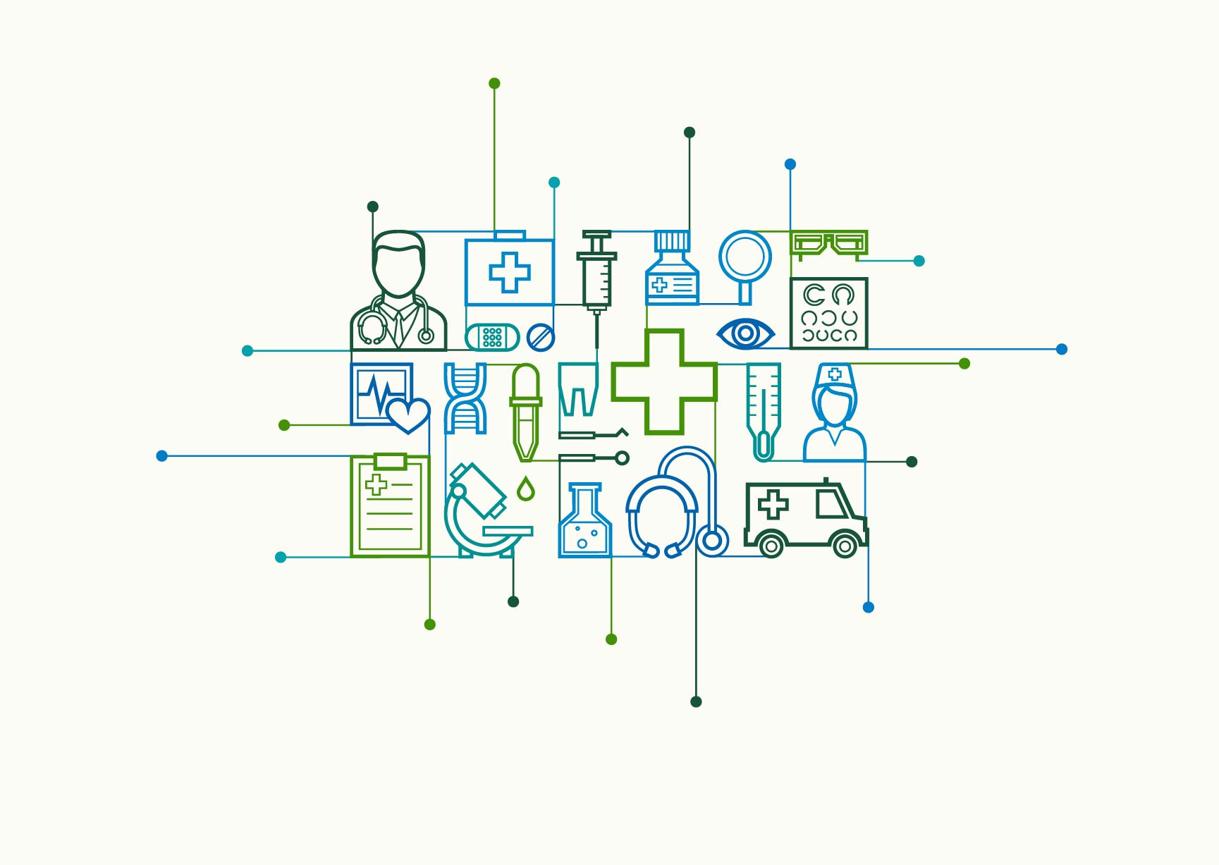 Different healthcare icons grouped together