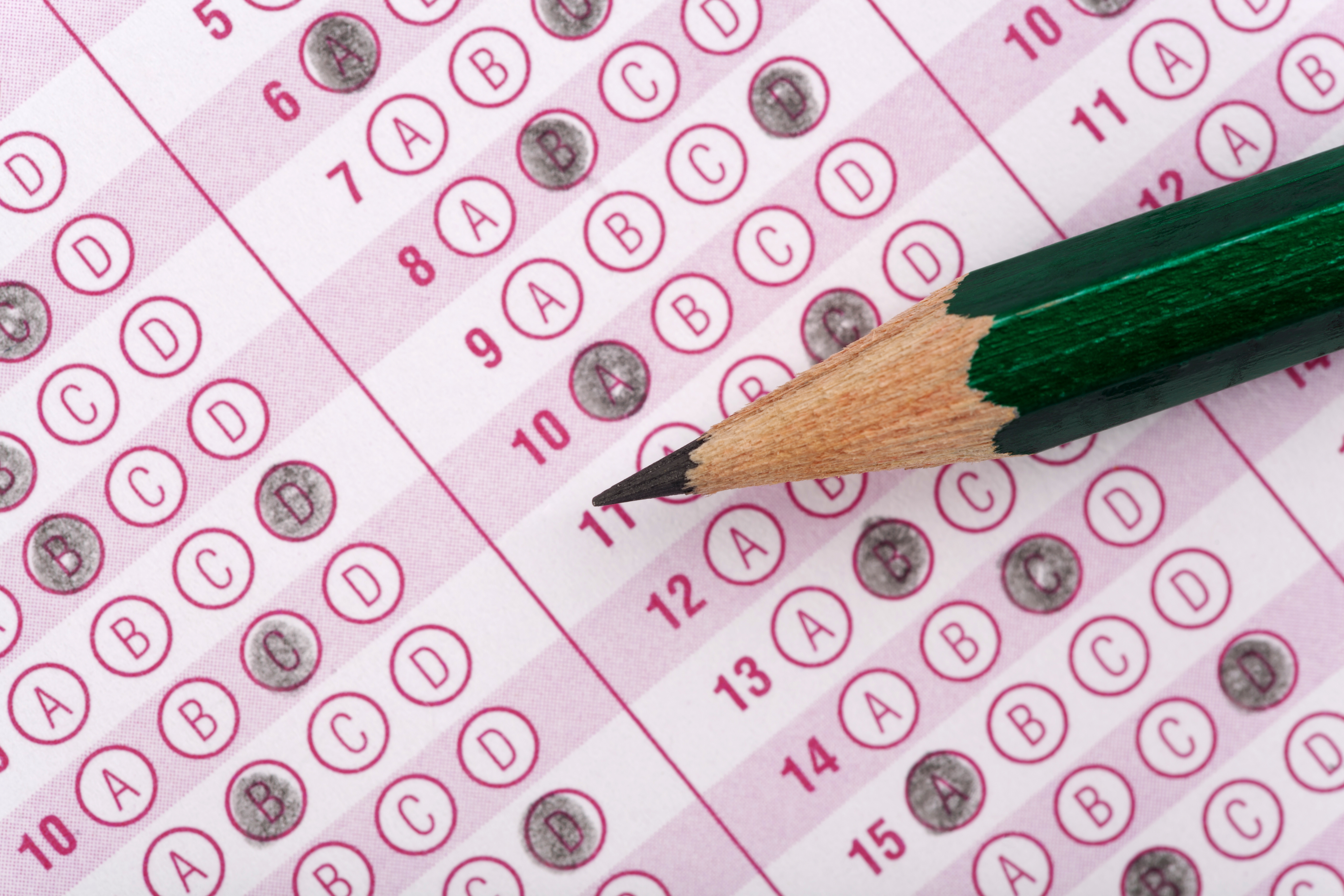 optical form of an examination with pencil
