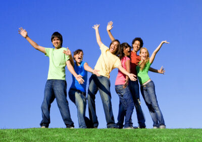 happy smiling diverse group
