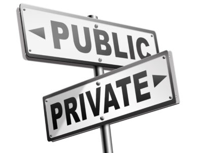 public or private sign indicating which way to go