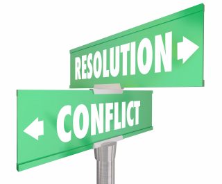 Conflict Vs Resolution 2 Two Way Road Street Signs 3d Illustration