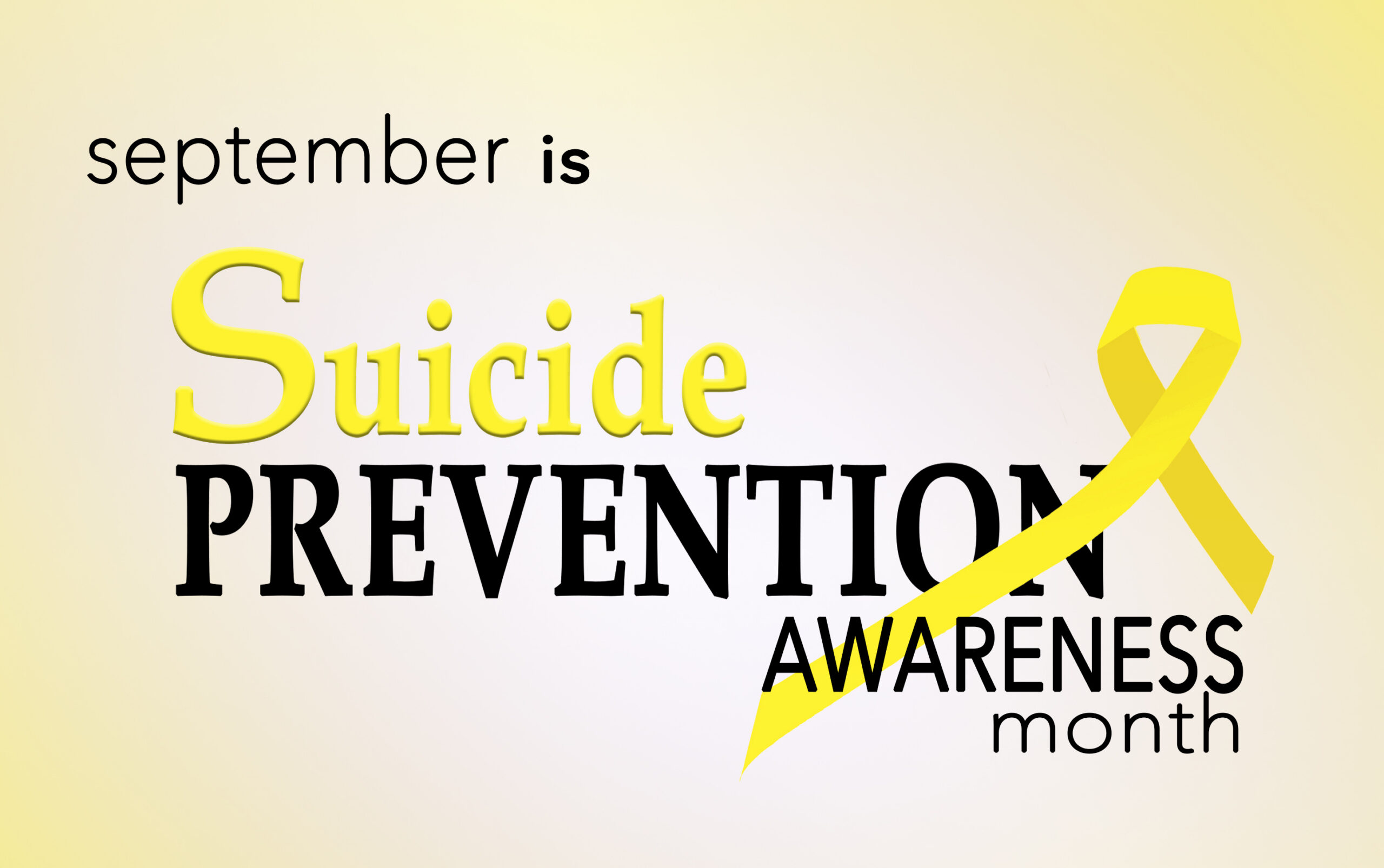 September is suicide prevention awareness month background with yellow awareness ribbon