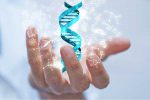 A hand holding the DNA Helix :showing that DNA has the answers
