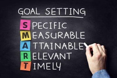 Smart business goal setting project management concept on blackboard