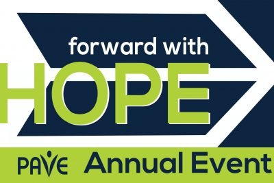 An arrow is displayed signifying forward movement. The words Forward with Hope PAVE Annual Event for November 19th