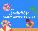 Icons representing summer are displayed along with the words Summer Daily Activity List