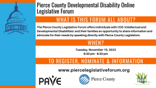 Online- Pierce County IDD Legislative Forum