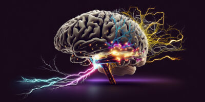 Illustration of electrical impulses in the brain. Generative AI