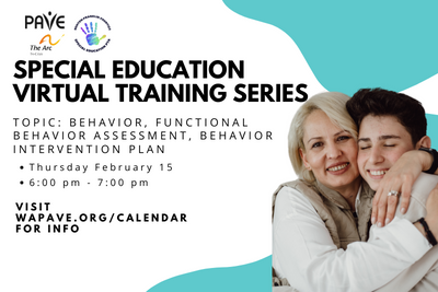 Special Education Virtual Training Series February 15 Behavior, Functional Behavior Assessment, Behavior Intervention Plan