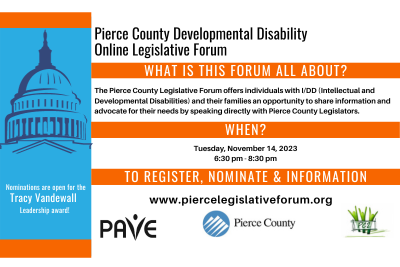 Pierce County Developmental Disability Online Legislative Forum