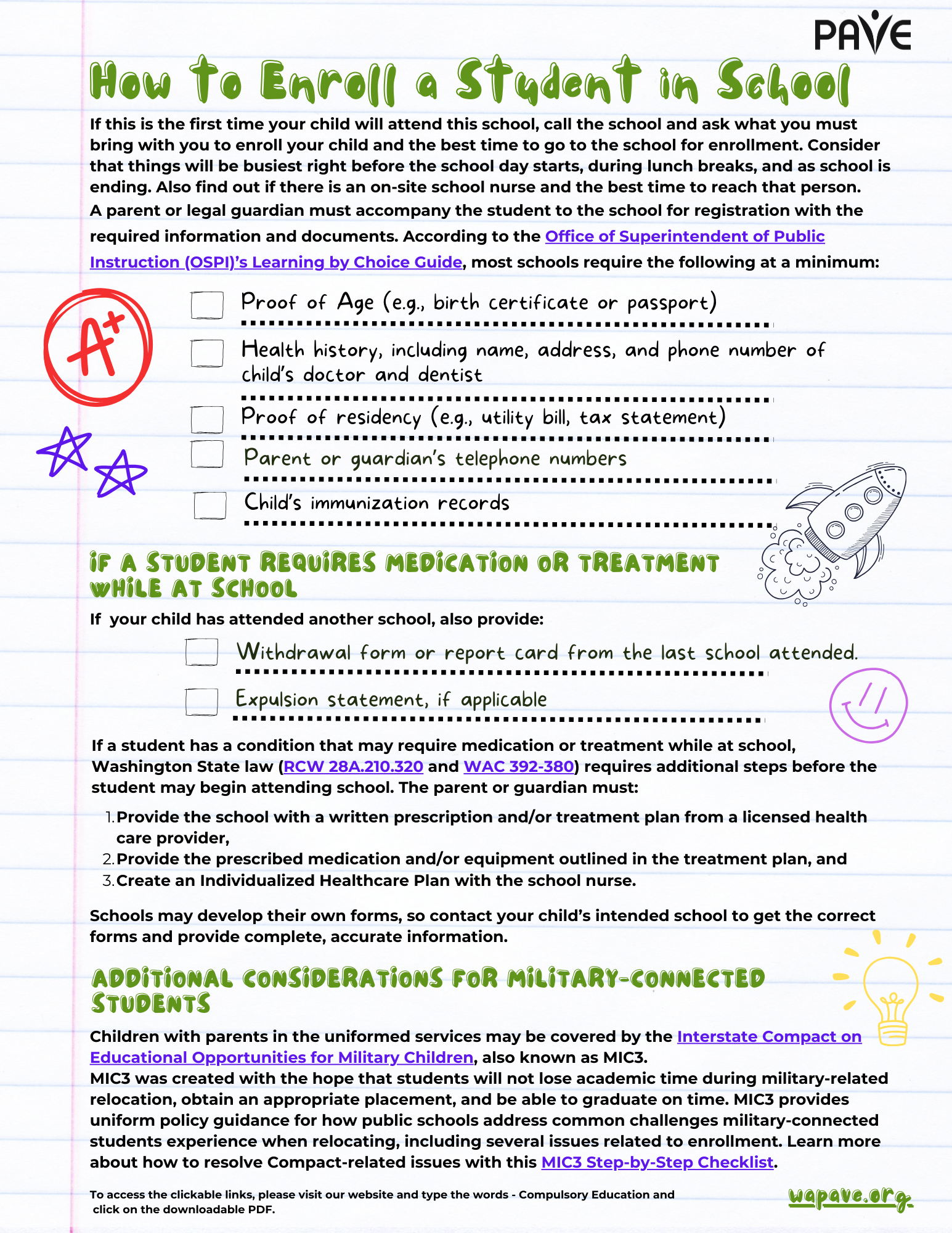 How to Enroll a Student in School Checklist To download the fillable form and get access to the clickable links, download the PDF