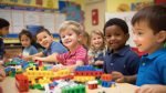 Cute preschoolers playing game on table.ai generative