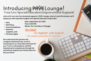 Streaming LIVE - PAVE Lounge - Let's Talk Special Education @ Online Event