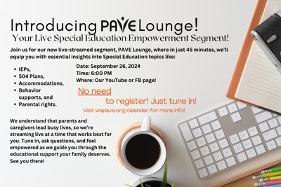 A cup of coffee, keyboard and office supplies are displayed with the words Introducing PAVE Lounge!