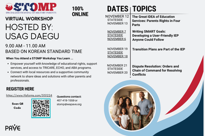 DAEGU STOMP Training dates and times