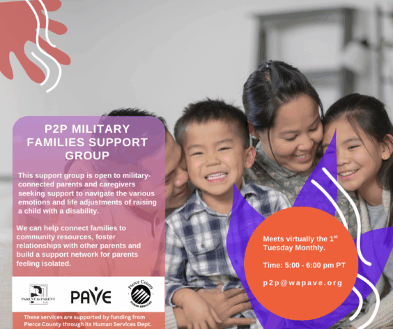Image shows military family - mom, dad & two children laughing