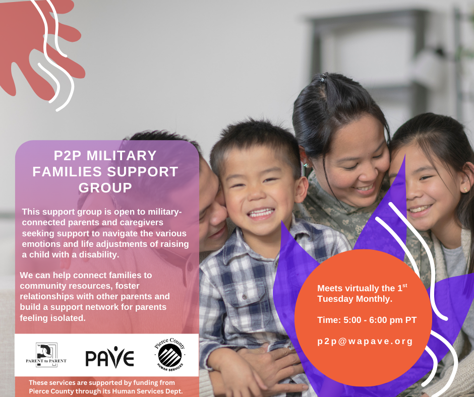 Image shows military family - mom, dad & two children laughing