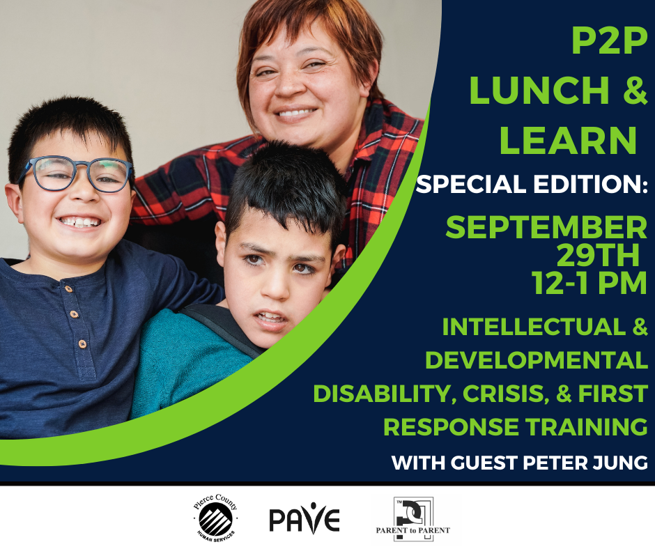 graphic showing a mom & two sons - sharing info on Lunch & Learn