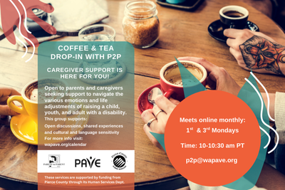 graphic sharing info on P2P Coffee & Tea Drop-In