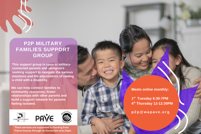 graphic sharing information on the P2P Military Families group.