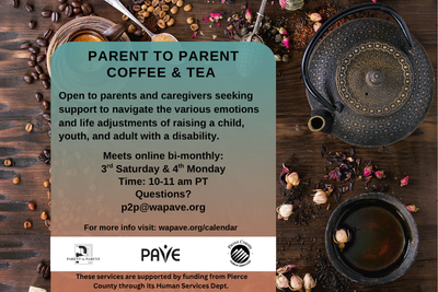 informational graphic for parent to parent coffee & tea