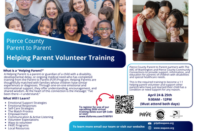 informational graphic sharing Pierce County Helping Parent Training