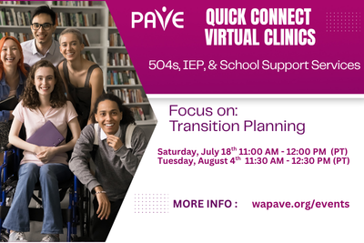 A group of teens smile with the title Quick Connect Virtual Clinics