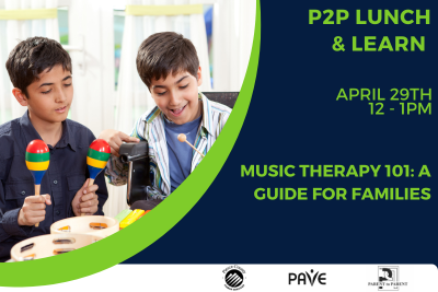 informational graphic sharing music therapy lunch & learn