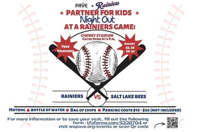Graphic with the words, PAVE + Rainiers Night Out